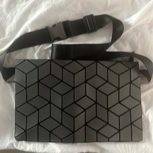 Gray and black Patrizia Luca belt bag or crossbody bag. Great geometric pattern